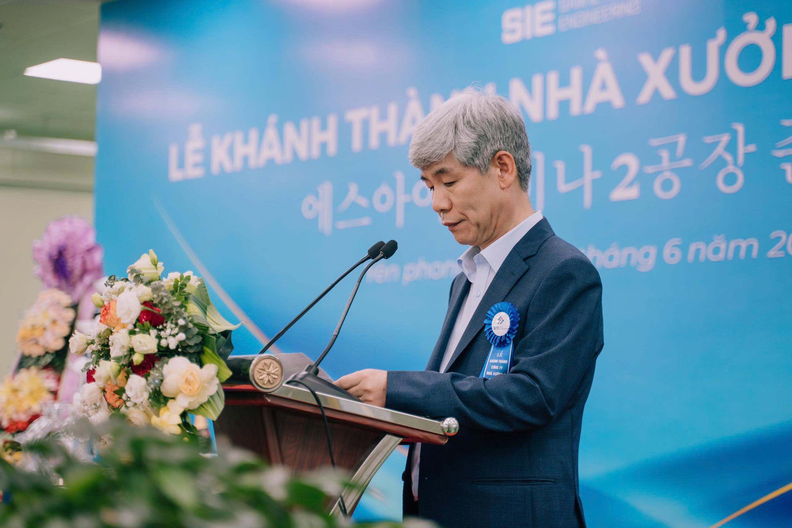 Đại diện ban lãnh đạo SIE VINA phát biểu trong lễ khánh thành Nhà xưởng 2.